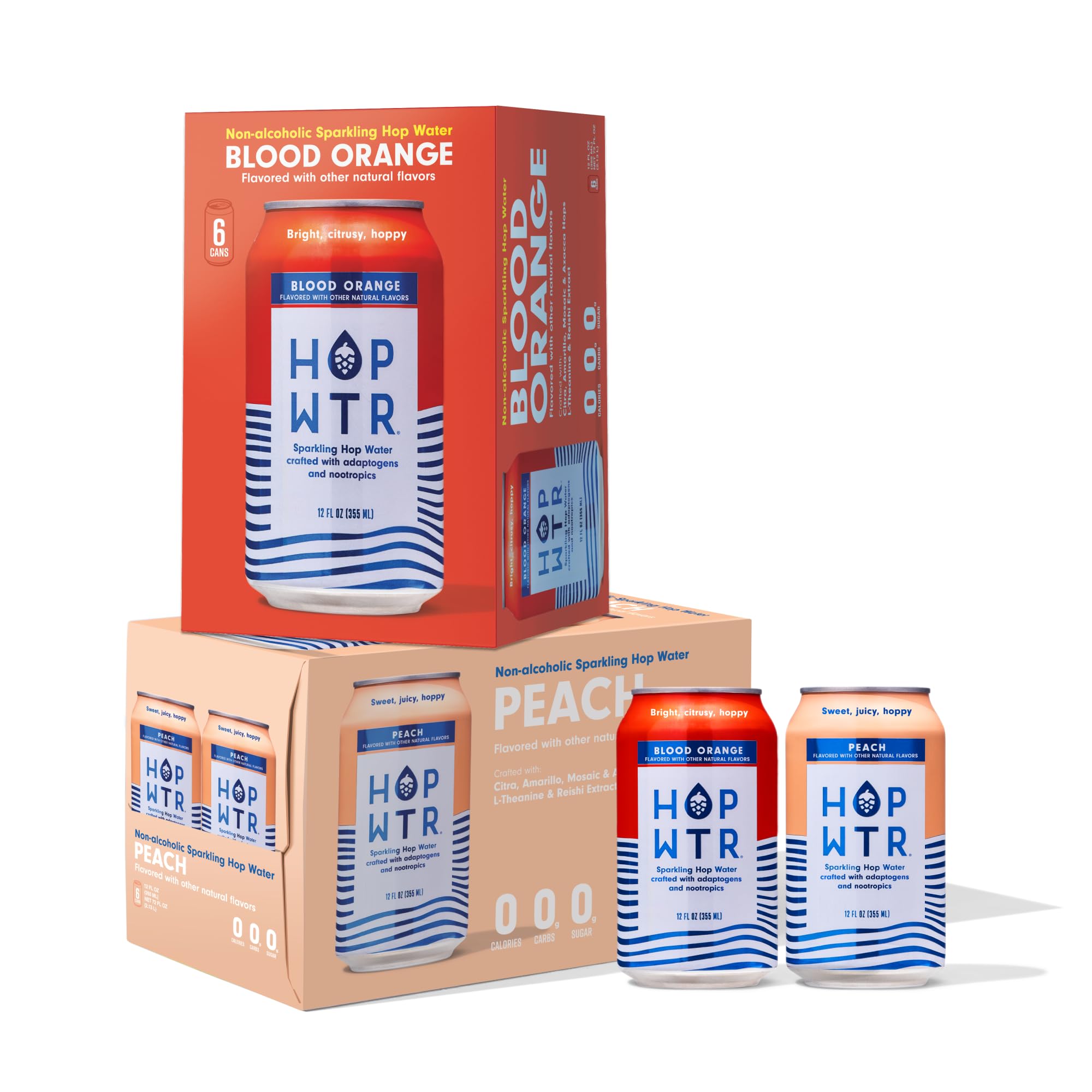 Amazon.com: HOPWTR Blood Orange 6pk & Peach 6pk - Sparkling Hop